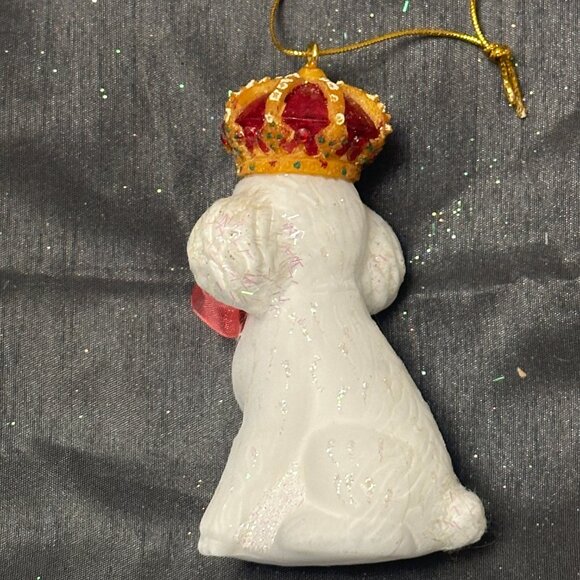 Queen Poodle White blueish ornament - Picture 2 of 3